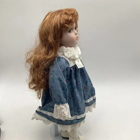 1989 House of Lloyd Porcelain Doll "Penny" 16”with Blue Dress - Picture 5 of 9